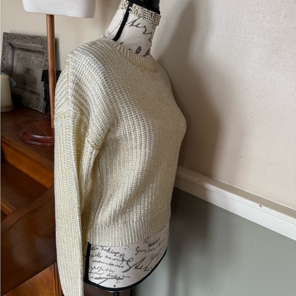 Madden Girl Cream and Gold Crew Neck Sweater 69.00 NWT - Picture 9 of 15